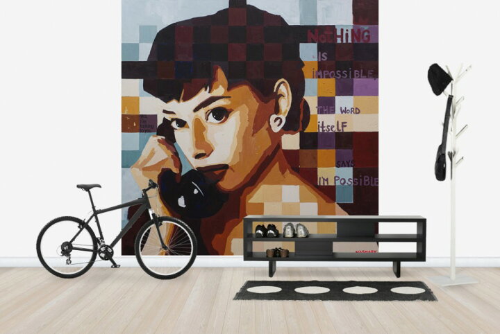 オードリーヘップバーン 自転車壁紙 カラー