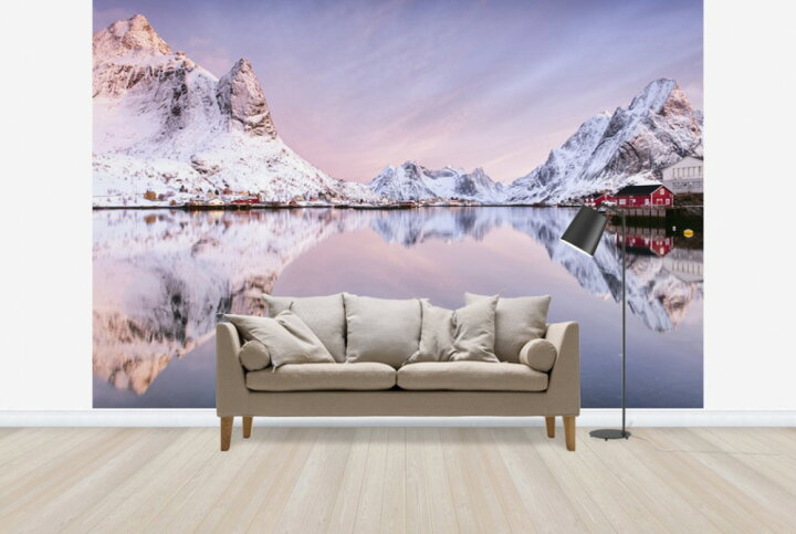 楽天市場 風景 景色 自然の壁紙 冬 雪山 輸入 カスタム壁紙 Photowall Sunrise At The Fjord E 貼ってはがせるフリース壁紙 不織布 海外取り寄せのため1カ月程度でお届け 代引き 後払い不可 壁紙屋本舗 カベガミヤホンポ