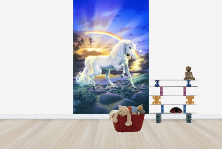 楽天市場 動物 アニマル キッズ こども部屋の壁紙 輸入 カスタム壁紙 Photowall Rainbow Unicorn E 貼ってはがせるフリース壁紙 不織布 海外取り寄せのため1カ月程度でお届け 代引き 後払い不可 壁紙屋本舗 カベガミヤホンポ