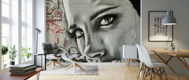 楽天市場 女性の顔 アート 壁画 グラフィティの壁紙 輸入 カスタム壁紙 Photowall Woman S Face Graffiti Wall 貼ってはがせるフリース壁紙 不織布 海外取寄せ商品 代引き 後払い不可 壁紙屋本舗 カベガミヤホンポ