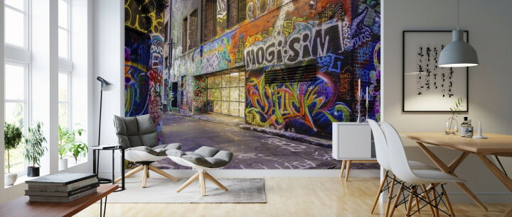 楽天市場 ストリートアート グラフィティーアート ビンテージの壁紙 輸入 カスタム壁紙 Photowall Colorful Street Graffiti 貼ってはがせるフリース壁紙 不織布 海外取り寄せのため1カ月程度でお届け 代引き 後払い不可 壁紙屋本舗 カベガミヤ