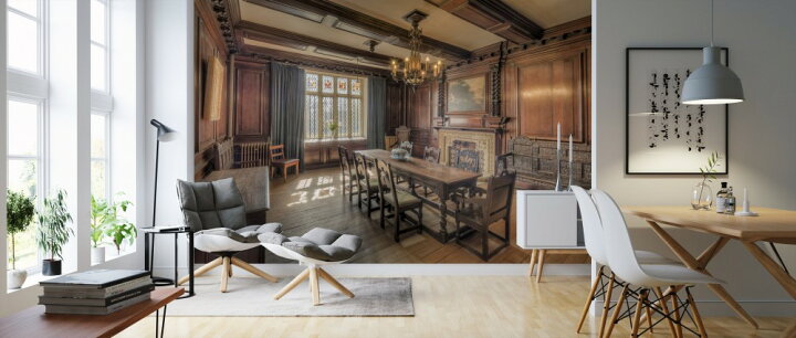 楽天市場 ダイニング 古い建物 ヨーロッパの壁紙 輸入 カスタム壁紙 Photowall Ornate Dining Room 貼ってはがせるフリース壁紙 不織布 海外取り寄せのため1カ月程度でお届け 代引き 後払い不可 壁紙屋本舗 カベガミヤホンポ