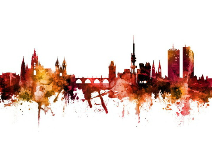 楽天市場 プラハ 水彩 アート 都市 シルエット 赤 レッドの壁紙 輸入 カスタム壁紙 Photowall Prague Praha Czech Republic Skyline 121 貼ってはがせるフリース壁紙 不織布 海外取り寄せのため1カ月程度でお届け 代引き 後払い不可 壁紙屋本舗
