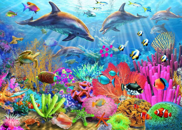 楽天市場 イルカ 海 トロピカル アートの壁紙 輸入 カスタム壁紙 Photowall Dolphin Coral Reef 貼ってはがせるフリース壁紙 不織布 海外取り寄せのため1カ月程度でお届け 代引き 後払い不可 壁紙屋本舗 カベガミヤホンポ