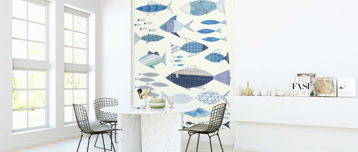 楽天市場 魚 イラストの壁紙 輸入 カスタム壁紙 Photowall Go With The Flow I 貼ってはがせるフリース壁紙 不織布 海外取り寄せのため1カ月程度でお届け 代引き 後払い不可 壁紙屋本舗 カベガミヤホンポ