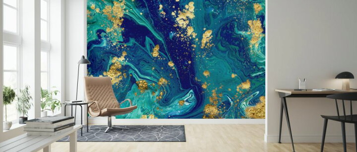 楽天市場 マーブリング 青 緑の壁紙 輸入 カスタム壁紙 Photowall Blue Liquid Marble 貼ってはがせるフリース壁紙 不織布 海外取り寄せのため1カ月程度でお届け 代引き 後払い不可 壁紙屋本舗 カベガミヤホンポ