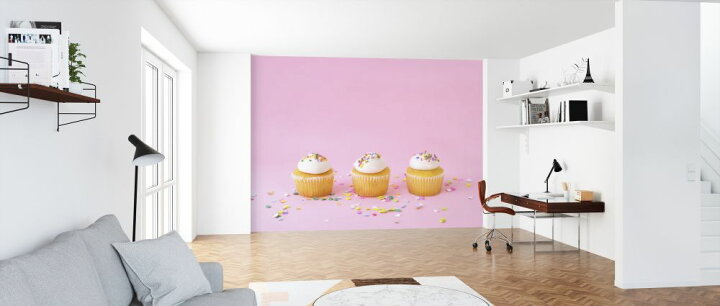 楽天市場 カップケーキ スイーツ ピンクの壁紙 輸入 カスタム壁紙 Photowall Frosted Cupcakes 貼ってはがせるフリース壁紙 不織布 海外取り寄せのため1カ月程度でお届け 代引き 後払い不可 壁紙屋本舗 カベガミヤホンポ