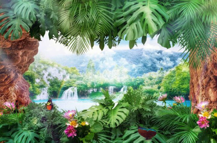 楽天市場 ジャングル 自然 森 滝 トロピカルの壁紙 輸入 カスタム壁紙 Photowall Tropical Waterfall 貼ってはがせるフリース壁紙 不織布 海外取り寄せのため1カ月程度でお届け 代引き 後払い不可 壁紙 屋本舗 カベガミヤホンポ