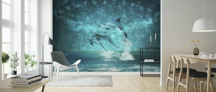 楽天市場 イルカ 夜 ファンタジーの壁紙 輸入 カスタム壁紙 Photowall Jumping Dolphines 貼ってはがせるフリース壁紙 不織布 海外取り寄せのため1カ月程度でお届け 代引き 後払い不可 壁紙屋本舗 カベガミヤホンポ