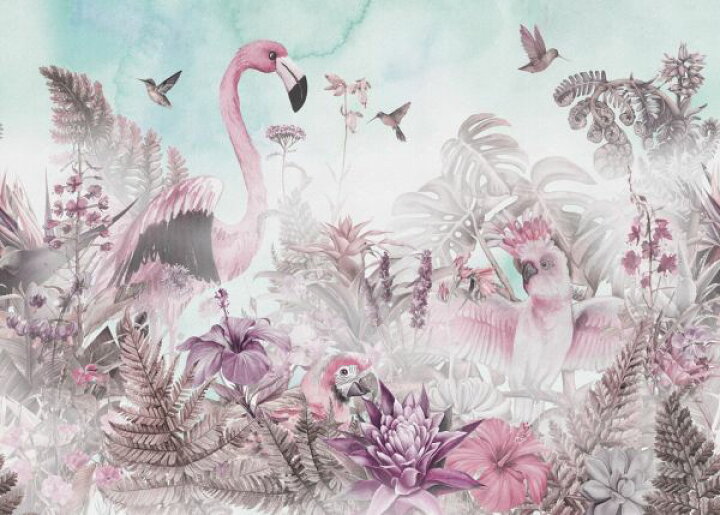 楽天市場 フラミンゴ オウム 鳥 花の壁紙 輸入 カスタム壁紙 Photowall Giant Flamingo Pink 貼ってはがせるフリース壁紙 不織布 海外取り寄せのため1カ月程度でお届け 代引き 後払い不可 壁紙屋本舗 カベガミヤホンポ