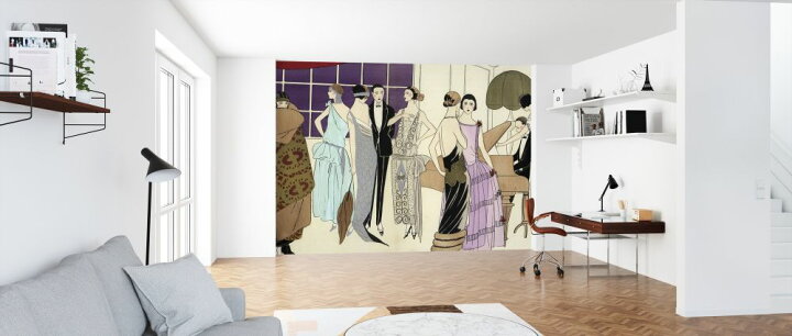 楽天市場 イブニングパーティー イラスト レトロ モダンの壁紙 輸入 カスタム壁紙 Photowall Evening Party 貼ってはがせるフリース壁紙 不織布 海外取り寄せのため1カ月程度でお届け 代引き 後払い不可 壁紙 屋本舗 カベガミヤホンポ