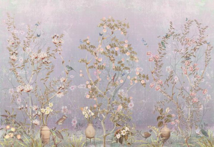 楽天市場 花 鳥 紫 淡いの壁紙 輸入 カスタム壁紙 Photowall Lovely Flower Bush 貼ってはがせるフリース壁紙 不織布 海外取り寄せのため1カ月程度でお届け 代引き 後払い不可 壁紙屋本舗 カベガミヤホンポ