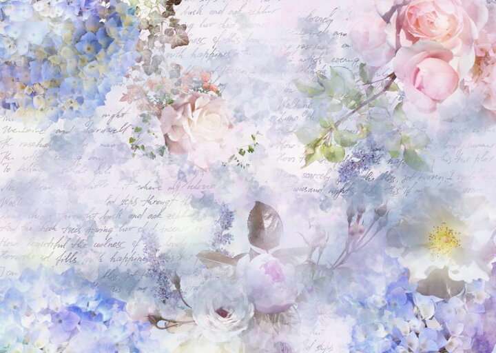 楽天市場 アジサイ バラ 花 筆記体 コラージュの壁紙 輸入 カスタム壁紙 Photowall Romantic Love Letter 貼ってはがせるフリース壁紙 不織布 海外取り寄せのため1カ月程度でお届け 代引き 後払い不可 壁紙 屋本舗 カベガミヤホンポ