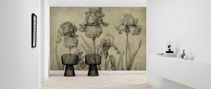楽天市場 アイリス 花 イラスト アンティークの壁紙 輸入 カスタム壁紙 Photowall Iris Vintage Amber 134 貼ってはがせるフリース壁紙 不織布 海外取り寄せのため1カ月程度でお届け 代引き 後払い不可 壁紙 屋本舗 カベガミヤホンポ