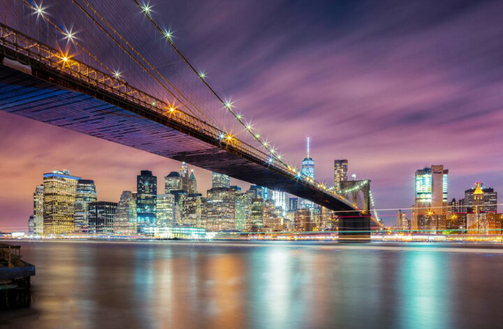 楽天市場 ブルックリン橋 夜景 紫 パープルの壁紙 輸入 カスタム壁紙 Photowall Brooklyn Bridge At Night 貼ってはがせるフリース壁紙 不織布 海外取り寄せのため1カ月程度でお届け 代引き 後払い不可 壁紙 屋本舗 カベガミヤホンポ