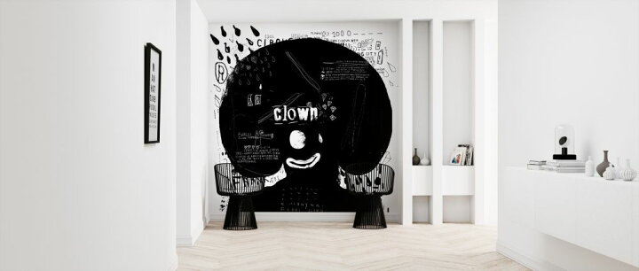 楽天市場 アート ピエロ クラウン モノトーンの壁紙 輸入 カスタム壁紙 Photowall Clown 121 貼ってはがせるフリース 壁紙 不織布 海外取り寄せのため1カ月程度でお届け 代引き 後払い不可 壁紙屋本舗 カベガミヤホンポ