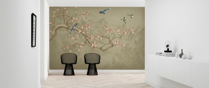 楽天市場 鳥 梅 花 花鳥画 日本画 和風 ベージュの壁紙 輸入 カスタム壁紙 Photowall Birds Heights Cocoa 貼ってはがせるフリース壁紙 不織布 海外取り寄せのため1カ月程度でお届け 代引き 後払い不可 壁紙 屋本舗 カベガミヤホンポ