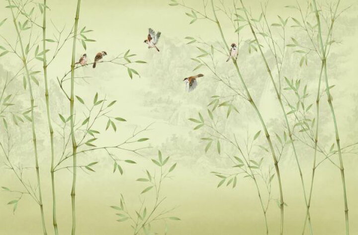 楽天市場 スズメ 鳥 竹 花鳥画 日本画 和風 緑 グリーンの壁紙 輸入 カスタム壁紙 Photowall Bamboo Birds Yellowish 貼ってはがせるフリース壁紙 不織布 海外取り寄せのため1カ月程度でお届け 代引き 後払い不可 壁紙 屋本舗 カベガミヤホンポ