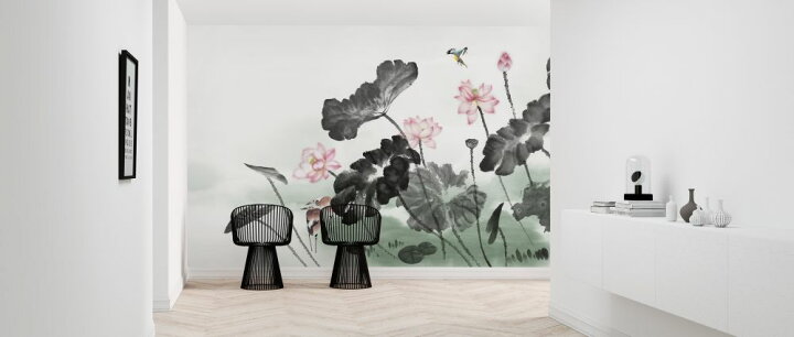 楽天市場 鳥 蓮 花 花鳥画 日本画 和風 中国風の壁紙 輸入 カスタム壁紙 Photowall La Felur 貼ってはがせるフリース壁紙 不織布 海外取り寄せのため1カ月程度でお届け 代引き 後払い不可 壁紙屋本舗 カベガミヤホンポ