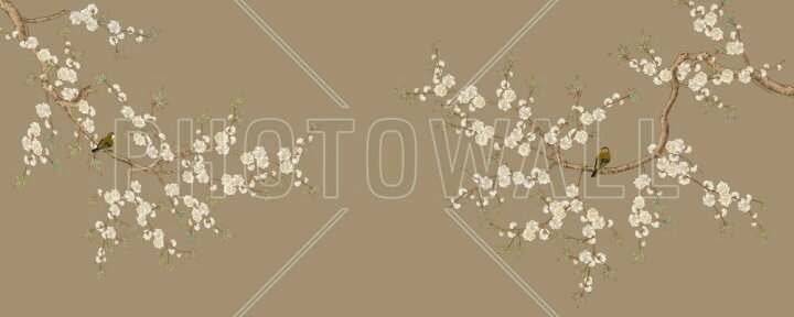楽天市場 鳥 花 花鳥画 日本画 和風 中国風 ベージュ 茶色 ブラウンの壁紙 輸入 カスタム壁紙 Photowall Brushwood Hazel 147 貼ってはがせるフリース壁紙 不織布 海外取り寄せのため1カ月程度でお届け 代引き 後払い不可 壁紙 屋本舗 カベガミヤホンポ