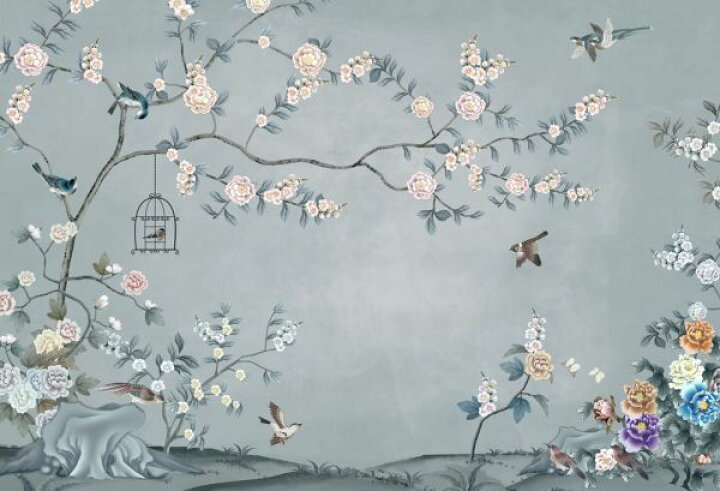楽天市場 鳥 花 花鳥画 日本画 和風 鳥かごの壁紙 輸入 カスタム壁紙 Photowall Birds Eden 169 貼って はがせるフリース壁紙 不織布 海外取り寄せのため1カ月程度でお届け 代引き 後払い不可 壁紙屋本舗 カベガミヤホンポ