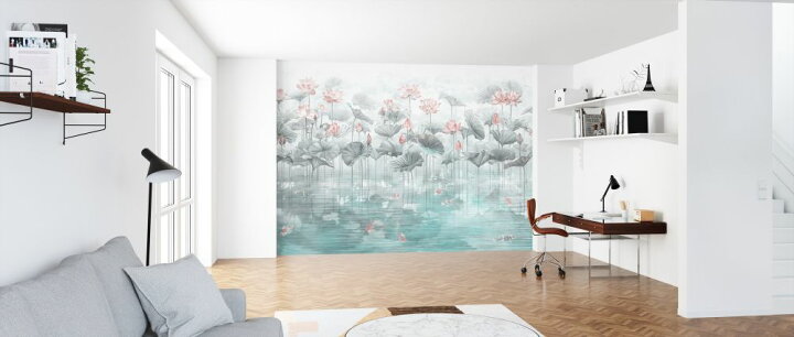 楽天市場 ハス 蓮 花 青 ブルーの壁紙 輸入 カスタム壁紙 Photowall Koi Koi Blue 貼ってはがせるフリース壁紙 不織布 海外取り寄せのため1カ月程度でお届け 代引き 後払い不可 壁紙屋本舗 カベガミヤホンポ