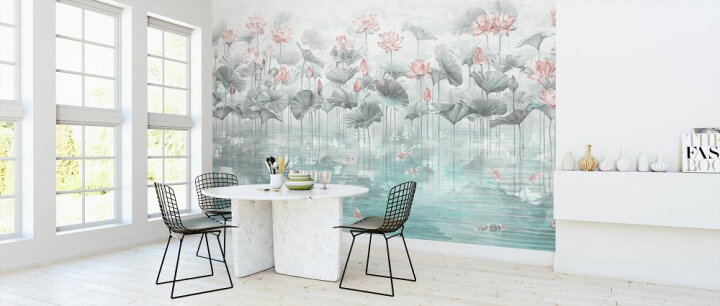 楽天市場 ハス 蓮 花 青 ブルーの壁紙 輸入 カスタム壁紙 Photowall Koi Koi Blue 貼ってはがせるフリース壁紙 不織布 海外取り寄せのため1カ月程度でお届け 代引き 後払い不可 壁紙屋本舗 カベガミヤホンポ