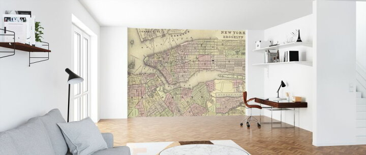 楽天市場 地図 ブルックリン ニューヨークの壁紙 輸入 カスタム壁紙 Photowall New York City Map 貼ってはがせるフリース壁紙 不織布 海外取り寄せのため1カ月程度でお届け 代引き 後払い不可 壁紙屋本舗 カベガミヤホンポ