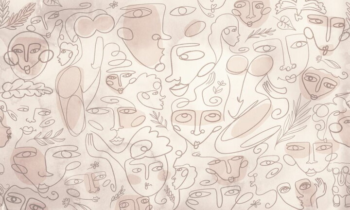 楽天市場 イラスト 人物 顔 茶色 ブラウン ベージュの壁紙 輸入 カスタム壁紙 Photowall Line Faces Beige 2 貼ってはがせるフリース壁紙 不織布 海外取り寄せのため1カ月程度でお届け 代引き 後払い不可 壁紙 屋本舗 カベガミヤホンポ