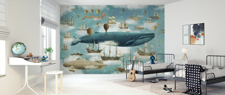 楽天市場 クジラ イラスト 月 船 気球 ファンタジー 青 ブルー キッズ 子どもの壁紙 輸入 カスタム壁紙 Photowall Ocean Meets Sky Cover 034 貼ってはがせるフリース壁紙 不織布 海外取り寄せのため1カ月程度でお届け 代引き 後払い不可 壁紙屋本舗