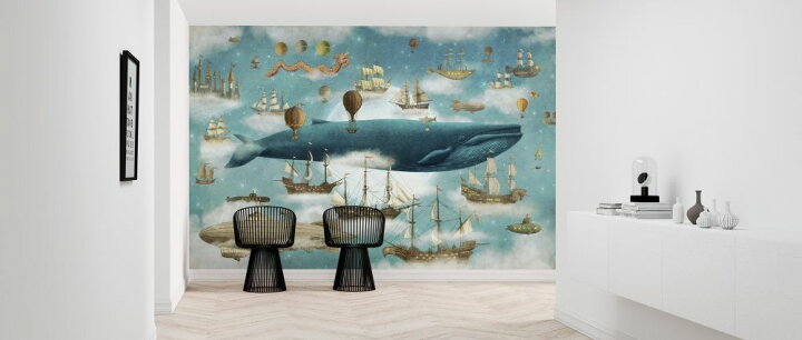楽天市場 クジラ イラスト 月 船 気球 ファンタジー 青 ブルー キッズ 子どもの壁紙 輸入 カスタム壁紙 Photowall Ocean Meets Sky Cover 034 貼ってはがせるフリース壁紙 不織布 海外取り寄せのため1カ月程度でお届け 代引き 後払い不可 壁紙屋本舗