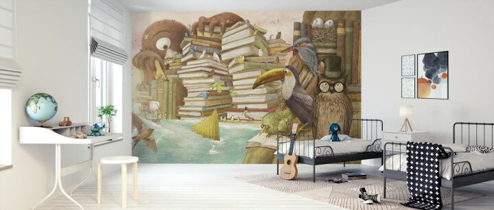 楽天市場 海 本 動物 モンスター イラスト ファンタジー キッズ 子どもの壁紙 輸入 カスタム壁紙 Photowall Ocean Meets Sky Library Islands 039 貼ってはがせるフリース壁紙 不織布 海外取り寄せのため1カ月程度でお届け 代引き 後払い不可 壁紙屋