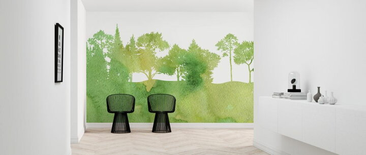 楽天市場 木 森 イラスト 水彩画 緑 グリーンの壁紙 輸入 カスタム壁紙 Photowall Trees Watercolor Landscape 132 貼ってはがせるフリース壁紙 不織布 海外取り寄せのため1カ月程度でお届け 代引き 後払い不可 壁紙 屋本舗 カベガミヤホンポ