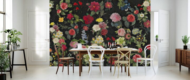 楽天市場 花 バラ ひまわり ピンク 黒 ブラック パターン 花柄の壁紙 輸入 カスタム壁紙 Photowall Flower Samba 963 貼ってはがせるフリース壁紙 不織布 海外取り寄せのため1カ月程度でお届け 代引き 後払い不可 壁紙 屋本舗 カベガミヤホンポ