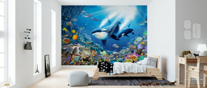 楽天市場 海 シャチ イルカ サンゴ 魚 ラッセン風の壁紙 輸入 カスタム壁紙 Photowall Killer Whales 3 貼ってはがせるフリース壁紙 不織布 海外取り寄せのため1カ月程度でお届け 代引き 後払い不可 壁紙屋本舗 カベガミヤホンポ