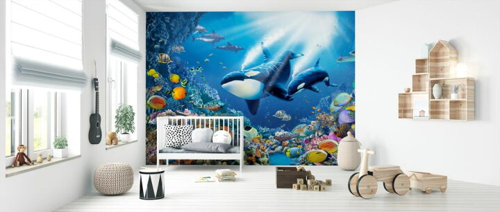 楽天市場 海 シャチ イルカ サンゴ 魚 ラッセン風の壁紙 輸入 カスタム壁紙 Photowall Killer Whales 3 貼ってはがせるフリース壁紙 不織布 海外取り寄せのため1カ月程度でお届け 代引き 後払い不可 壁紙屋本舗 カベガミヤホンポ