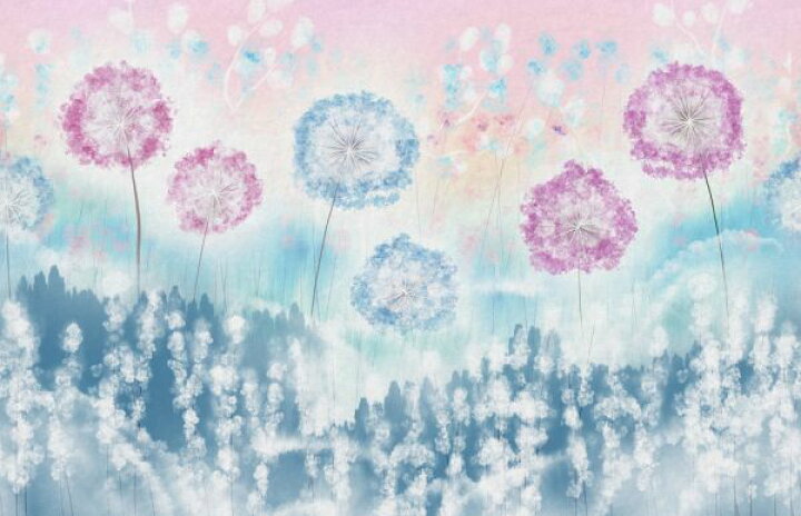 楽天市場 花 水彩画 パステルカラー ピンク 青 ブルーの壁紙 輸入 カスタム壁紙 Photowall Dandelion World 1 貼ってはがせるフリース壁紙 不織布 海外取り寄せのため1カ月程度でお届け 代引き 後払い不可 壁紙 屋本舗 カベガミヤホンポ