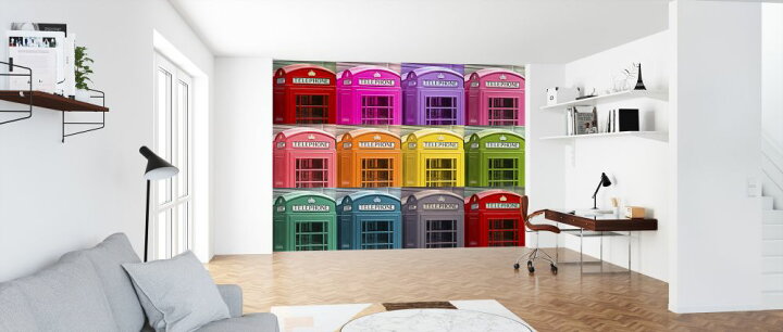 楽天市場 ロンドン 電話ボックス コラージュ カラフルの壁紙 輸入 カスタム壁紙 Photowall London Telephone Box Set 971 貼ってはがせるフリース壁紙 不織布 海外取り寄せのため1カ月程度でお届け 代引き 後払い不可 壁紙 屋本舗 カベガミヤホンポ