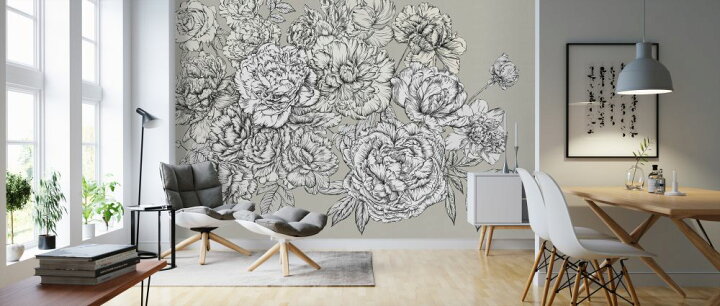 楽天市場 花 植物 イラスト 線画 ベージュ グレージュ クラシックの壁紙 輸入 カスタム壁紙 Photowall Blossom Outline Requisite 貼ってはがせるフリース壁紙 不織布 海外取り寄せのため1カ月程度でお届け 代引き 後払い不可 壁紙屋本舗