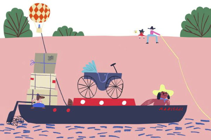 楽天市場 キッズ こども部屋 イラスト 船 ボート 気球 犬 ピンクの壁紙 輸入 カスタム壁紙 Photowall The Boat And The Balloon 貼ってはがせるフリース壁紙 不織布 海外取り寄せのため1カ月程度でお届け 代引き 後払い不可 壁紙屋本舗