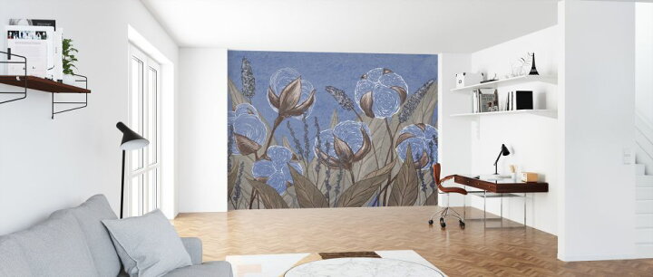 楽天市場 綿花 コットンフラワー イラスト 青 ブルーの壁紙 輸入 カスタム壁紙 Photowall Cotton Flowers Iiii 貼ってはがせるフリース壁紙 不織布 海外取り寄せのため1カ月程度でお届け 代引き 後払い不可 壁紙屋本舗 カベガミヤホンポ