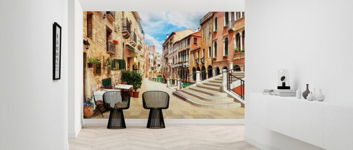 楽天市場 ベネティア 水路 街並みの壁紙 輸入 カスタム壁紙 Photowall Venice Street 貼ってはがせるフリース壁紙 不織布 海外取り寄せのため1カ月程度でお届け 代引き 後払い不可 壁紙屋本舗 カベガミヤホンポ