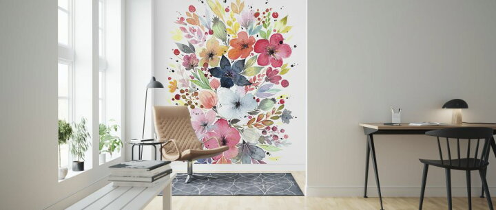 楽天市場 花 水彩 イラストの壁紙 輸入 カスタム壁紙 Photowall Flower Bouquet 貼ってはがせるフリース 壁紙 不織布 海外取り寄せのため1カ月程度でお届け 代引き 後払い不可 壁紙屋本舗 カベガミヤホンポ