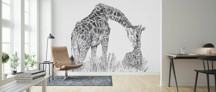 楽天市場 キリン イラスト モノクロ モノトーンの壁紙 輸入 カスタム壁紙 Photowall New Beginnings Ii 3 貼ってはがせるフリース壁紙 不織布 海外取り寄せのため1カ月程度でお届け 代引き 後払い不可 壁紙屋本舗 カベガミヤホンポ