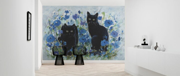 楽天市場 バラ 花 青 ブルー 猫 黒猫 ネコ 絵画の壁紙 輸入 カスタム壁紙 Photowall Blueming 12 貼ってはがせるフリース壁紙 不織布 海外取り寄せのため1カ月程度でお届け 代引き 後払い不可 壁紙屋本舗 カベガミヤホンポ