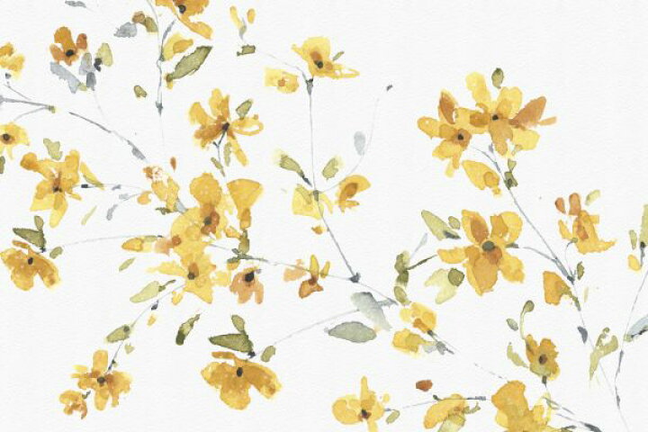 楽天市場 花 水彩画 イラスト ナチュラル 黄色 イエローの壁紙 輸入 カスタム壁紙 Photowall Happy Yellow 03a 貼ってはがせるフリース壁紙 不織布 海外取寄せ商品 代引き 後払い不可 壁紙屋本舗 カベガミヤホンポ