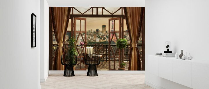 楽天市場 窓 テラス バルコニー 景色 窓枠 3ｄの壁紙 輸入 カスタム壁紙 Photowall View From The Terrace 貼ってはがせるフリース壁紙 不織布 海外取り寄せのため1カ月程度でお届け 代引き 後払い不可 壁紙 屋本舗 カベガミヤホンポ