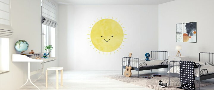 楽天市場 太陽 おひさま イラスト 黄色 イエロー キッズ こども部屋の壁紙 輸入 カスタム壁紙 Photowall Sunny Days 貼ってはがせるフリース壁紙 不織布 海外取り寄せのため1カ月程度でお届け 代引き 後払い不可 壁紙 屋本舗 カベガミヤホンポ