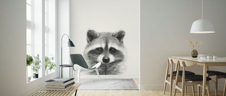 楽天市場 アライグマ イラスト かわいい モノクロ モノトーン 白 ホワイト キッズ こども部屋の壁紙 輸入 カスタム壁紙 Photowall Animal Mug Ii 貼ってはがせるフリース壁紙 不織布 海外取り寄せのため1カ月程度でお届け 代引き 後払い不可