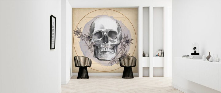 楽天市場 ドクロ ガイコツ 頭蓋骨 花 イラストの壁紙 輸入 カスタム壁紙 Photowall Skull Thistle 貼ってはがせるフリース壁紙 不織布 海外取り寄せのため1カ月程度でお届け 代引き 後払い不可 壁紙屋本舗 カベガミヤホンポ